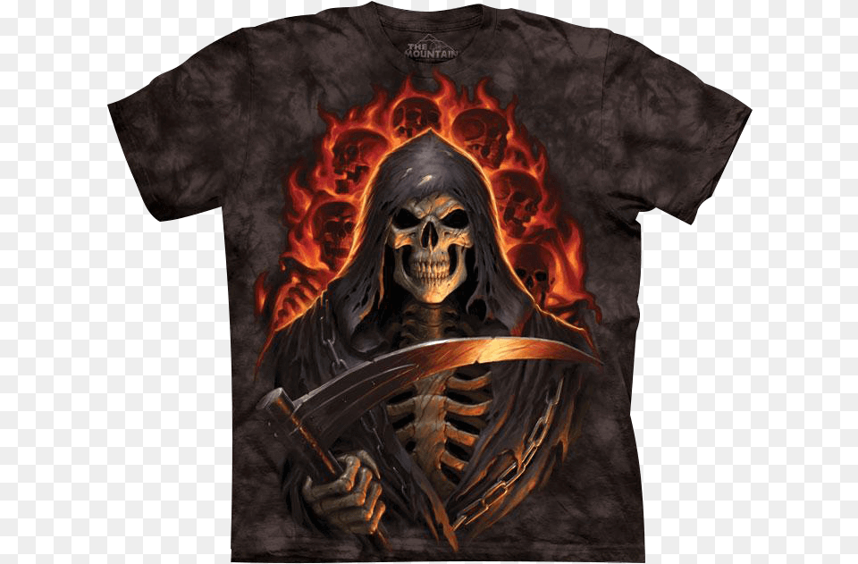 Fire Grim Reaper T Shirt Walmart Grim Reaper Shirt, Clothing, T-shirt, Person, Pirate Free Png
