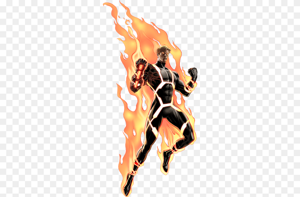 Fire Human Torch Transparent 4525 Transparentpng Marvel Avengers Alliance Human Torch, Adult, Person, Woman, Female Free Png Download