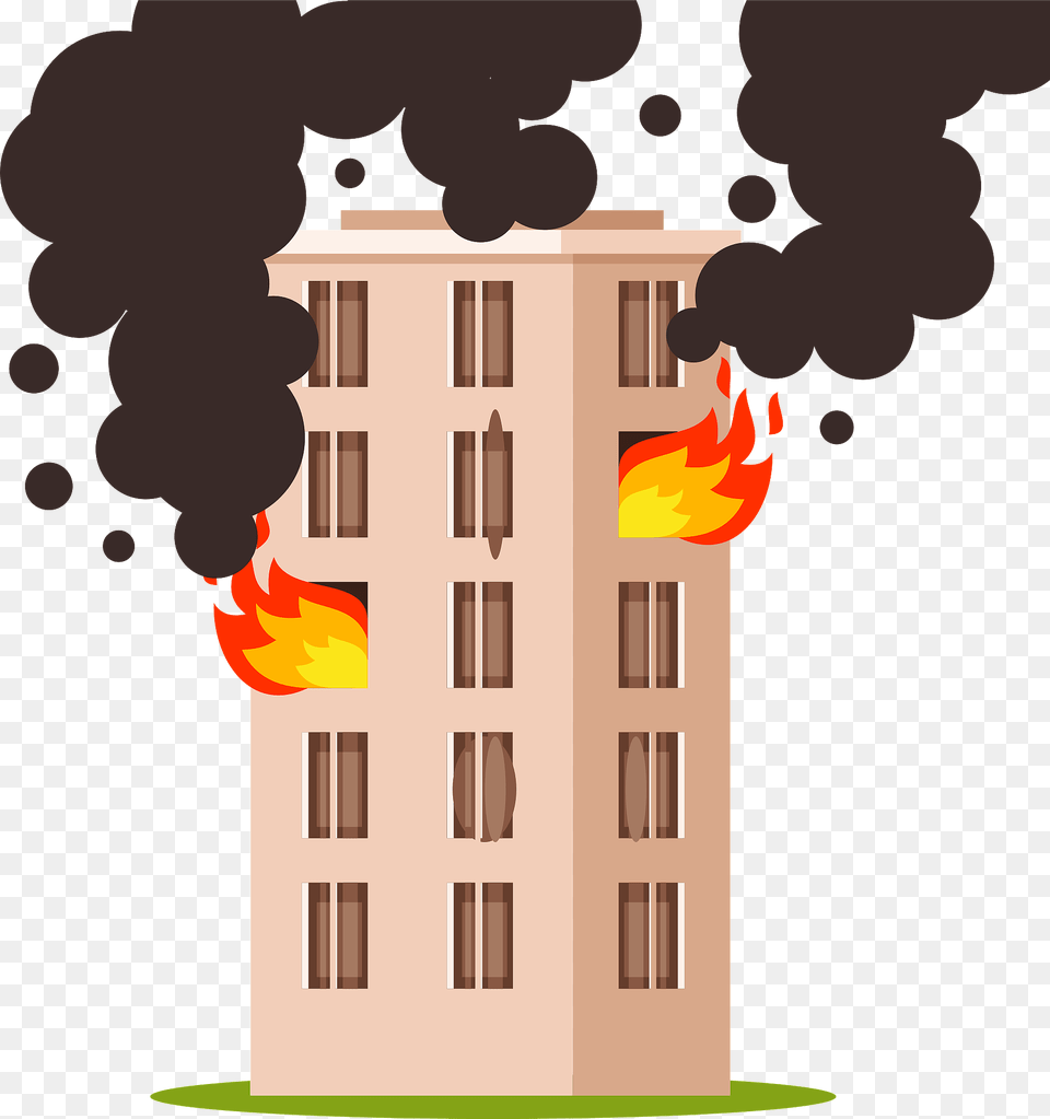 Fire In An Apartment Building Clipart, Architecture, City, High Rise, Urban Free Png