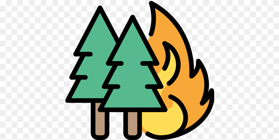 Fire In Forest Icon Of Colored Outline Style Available In Forest Fire Icon, Triangle, Symbol Free Transparent Png