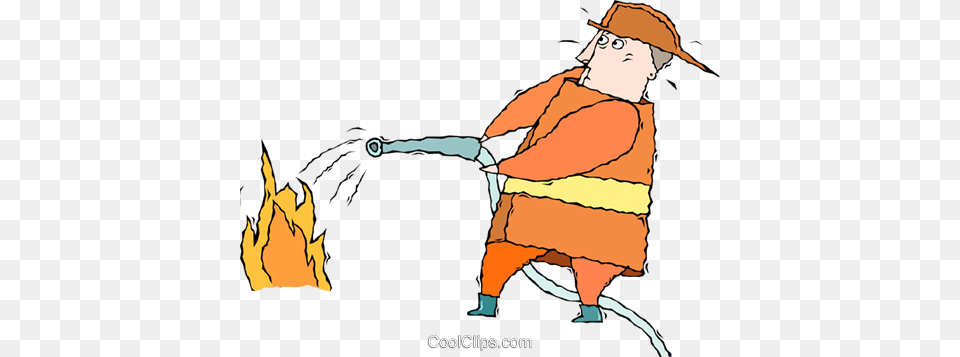 Fire Man Battling A Blaze Royalty Vector Clip Fire Hose Putting Out Fire, Baby, Person, Cleaning, Face Free Png Download