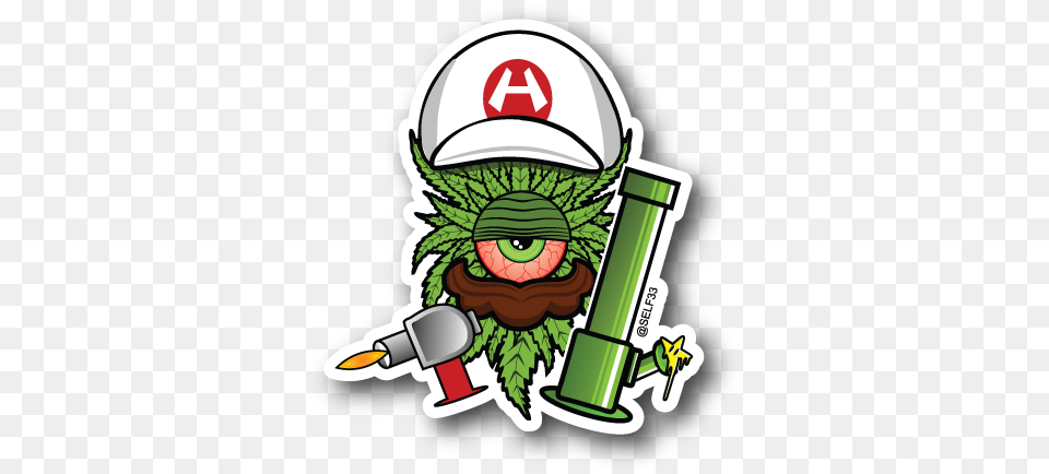 Fire Mario Dab Clops Stickervinyl Stickersmarijuana Weed Sticker, Green Free Transparent Png