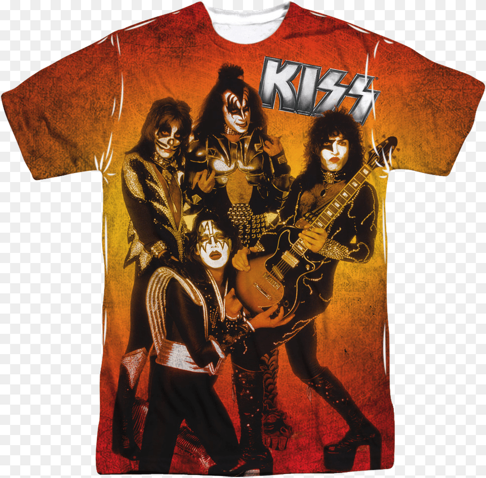 Fire Pose Kiss T Shirt T Shirt Gene Simmons, Clothing, T-shirt, Adult, Person Free Png