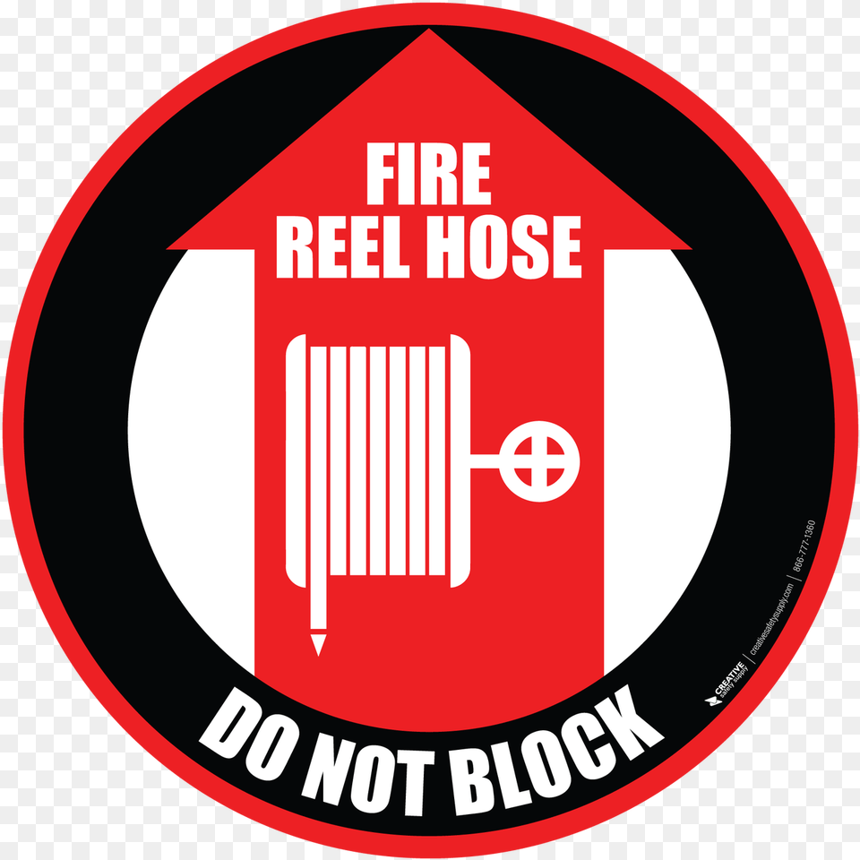 Fire Reel Hose Do Not Block Floor Sign Fire Hose, Logo, Symbol, Disk Free Png