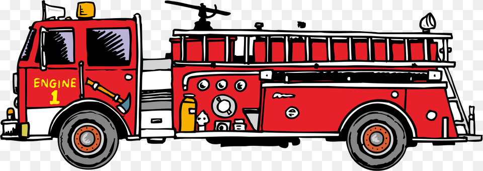 Fire Safety Firefighter Clip Art Fire Truck Side View, Transportation, Vehicle, Fire Truck, Machine Free Transparent Png