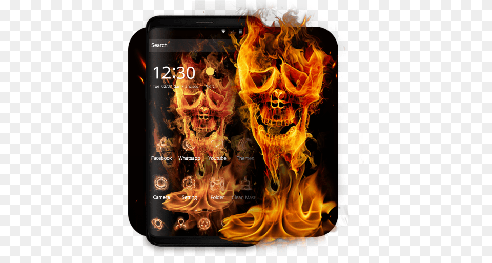 Fire Skull Fantastic Theme Smartphone, Flame, Bonfire, Pattern Png Image