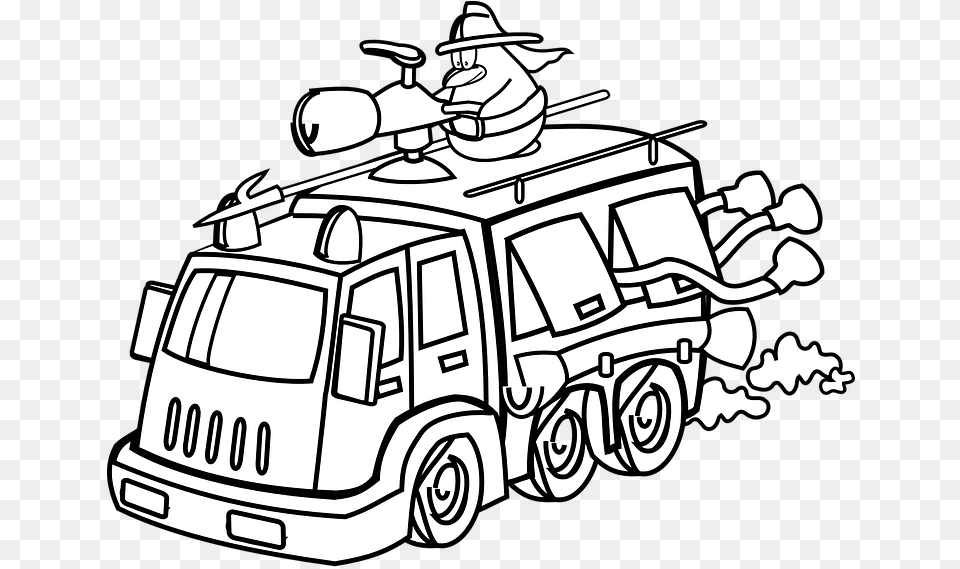 Fire Truck Clipart Outline Fire Station Clip Art, Clothing, Hat, Car, Transportation Png Image