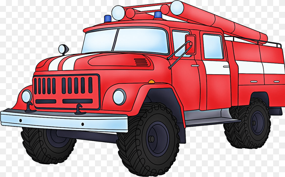 Fire Truck Clipart Transparent Background, Transportation, Vehicle, Machine, Wheel Png