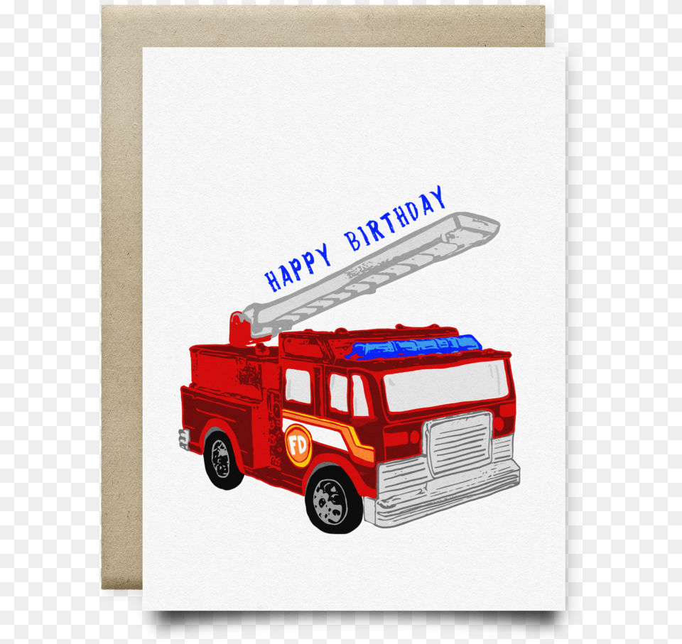 Fire Truck Kid S Happy Birthday Card Fire Apparatus, Transportation, Vehicle, Fire Truck, Machine Free Png Download