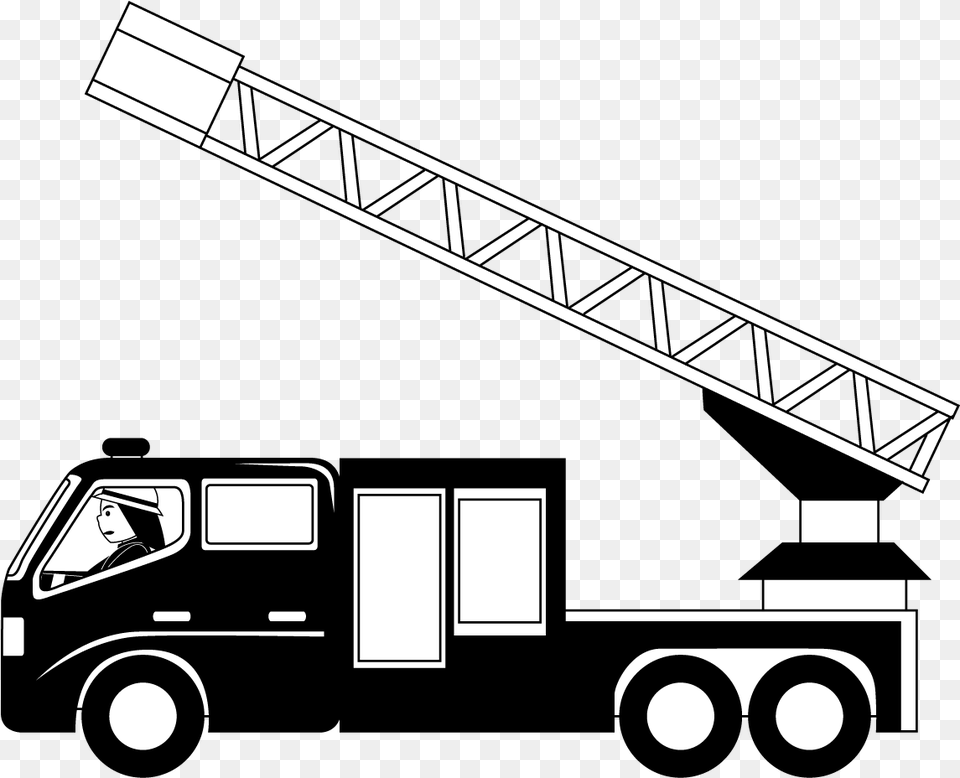 Fire Truck Silhouette Download Clip Art Fire Engine Images Black And White, Transportation, Vehicle, Fire Truck, Adult Png Image