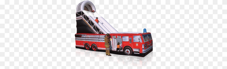 Fire Truck Slide Partyworks Interactive Firetruck, Helmet, Adult, Transportation, Person Free Png