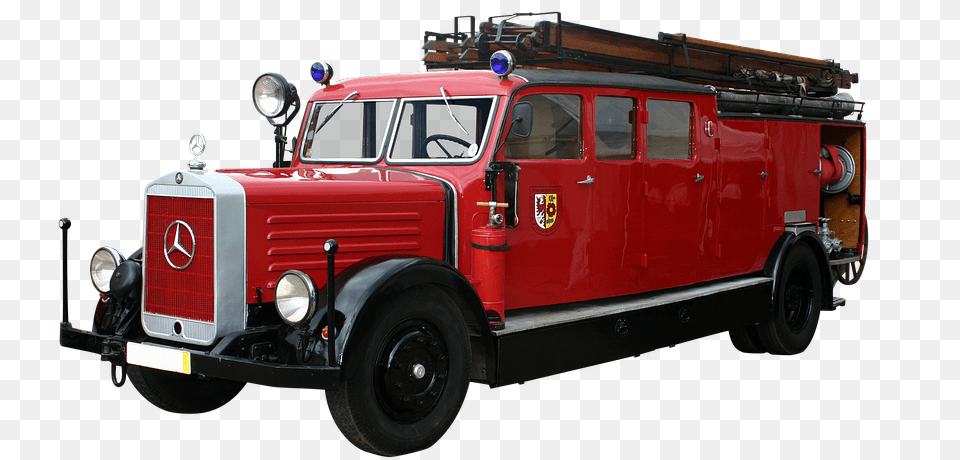 Fire Truck Volunteer Firefighter Oldtimer Brandbil, Transportation, Vehicle, Machine, Wheel Free Transparent Png