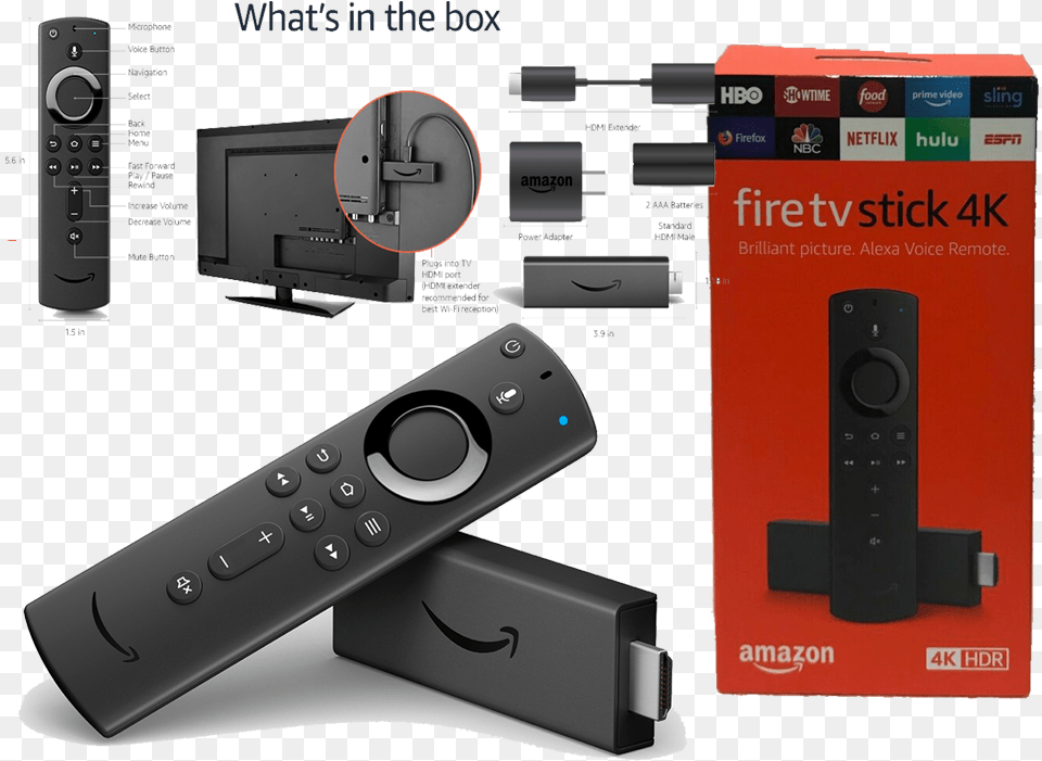 Fire Tv Stick 4k Amazon, Electronics, Remote Control, Speaker Png Image