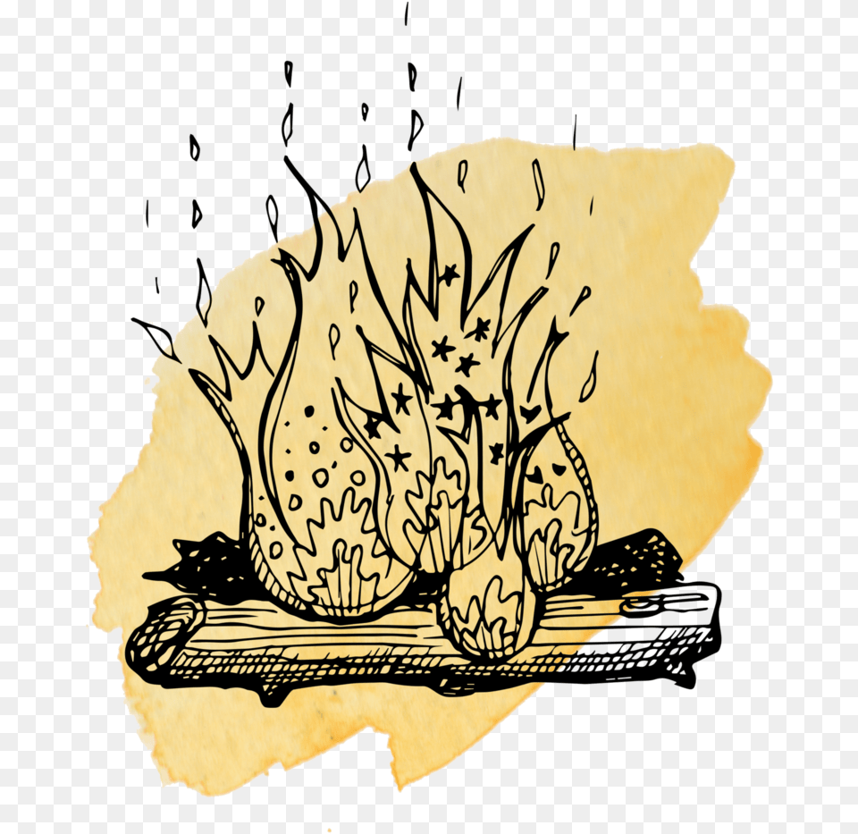 Fire With Yellow Splash Compressed Illustration, Leaf, Plant, Art Png Image