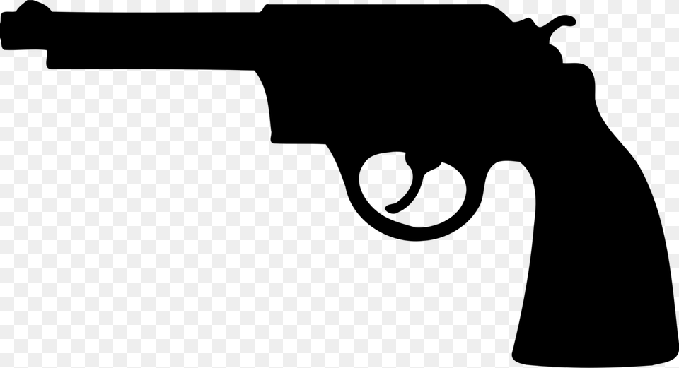 Firearm Revolver Pistol Handgun Silhouette, Gray Png