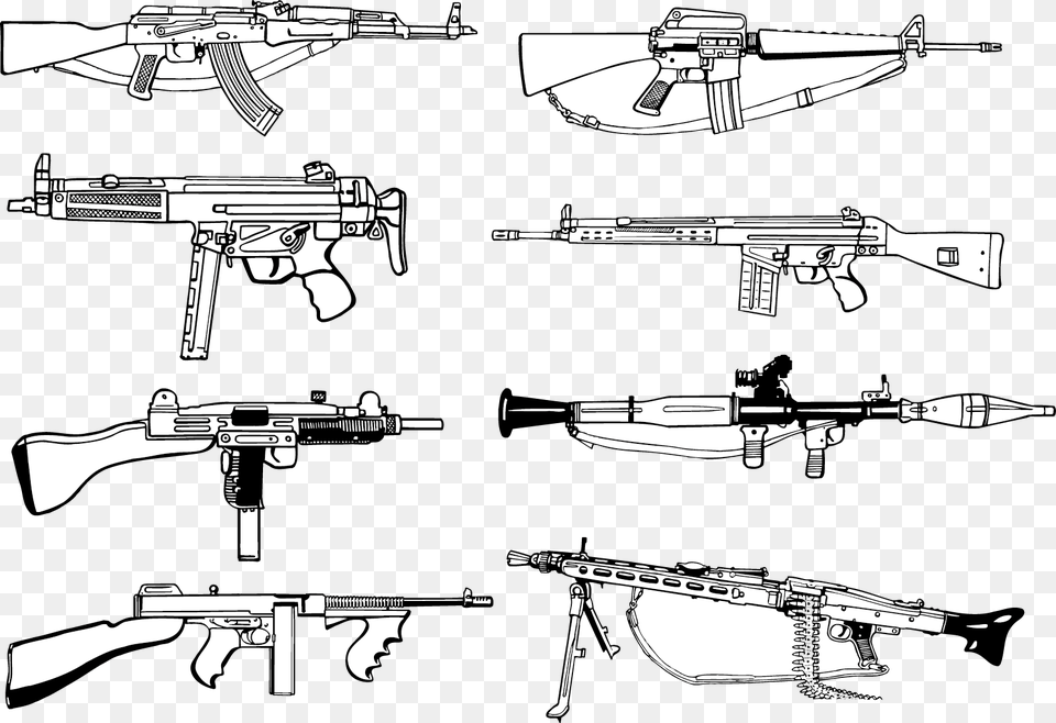 Firearm Weapon Ak 47 Machine Gun Machine Gun Vector, Machine Gun, Rifle, Handgun, Person Free Png