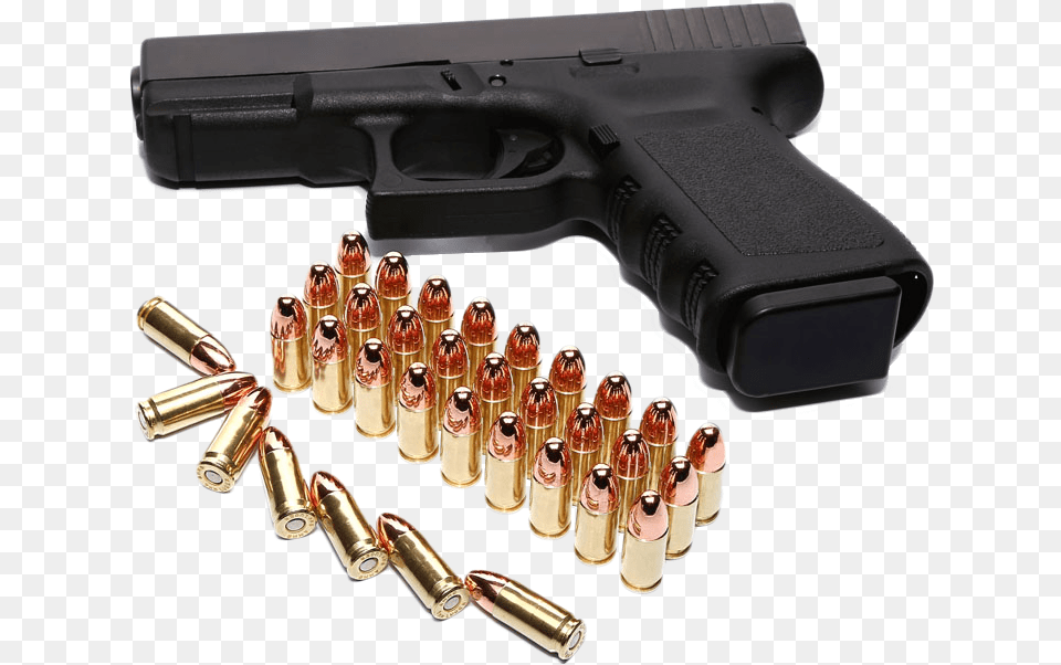 Firearm Weapon Cartridge Ammunition Black Bullets Pistol Gun And Bullet, Handgun, Bottle, Cosmetics, Perfume Free Png Download