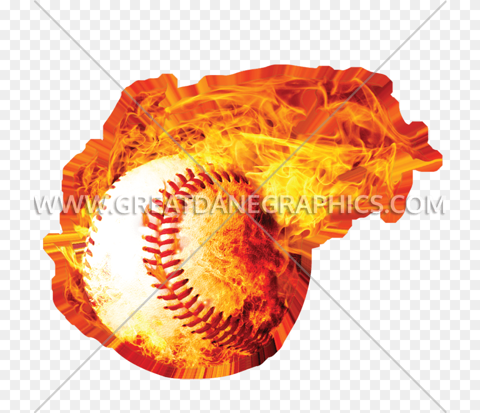 Fireball Baseball Production Ready Artwork For T Shirt Transparent Flaming Baseball, Baseball Glove, Clothing, Glove, Sport Free Png