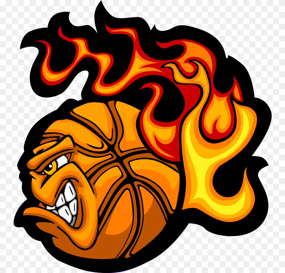 Fireball Flaming Basketball Logo Clipart Full Size Basketball Logo Fire Ball, Flame Free Png Download