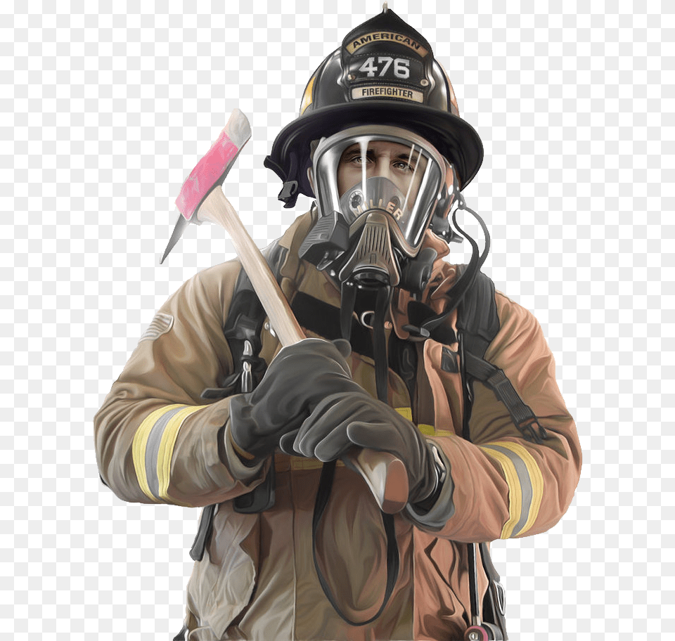 Firefighter, Helmet, Adult, Male, Man Png