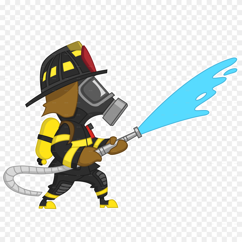 Firefighter By Gatts Fire Fighter Cartoon, Device, Grass, Lawn, Lawn Mower Png