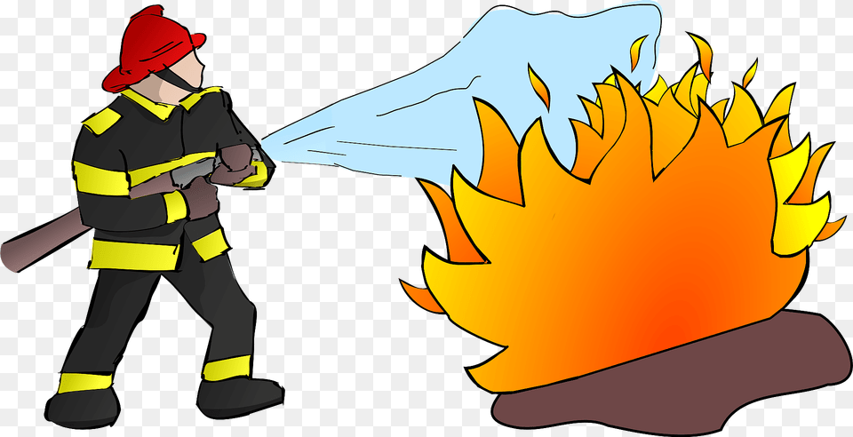 Firefighter Clipart, Baby, Person, Fire, Extinguishing Fire Png Image