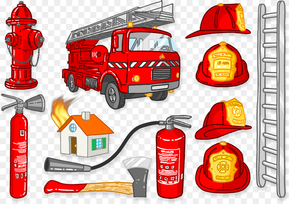 Firefighter Clipart Fire Engine Things In Fire Station, Fire Hydrant, Hydrant, Helmet, Car Png
