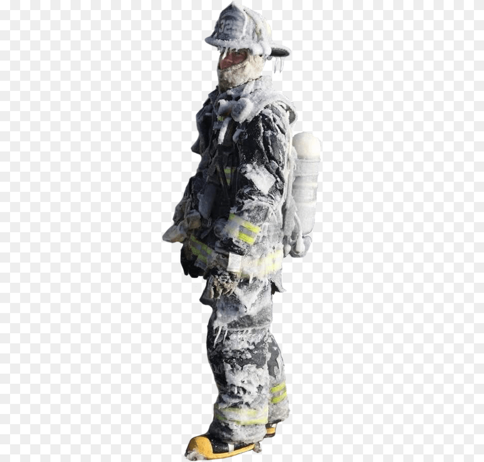Firefighter Covered In Ice, Person Free Png Download