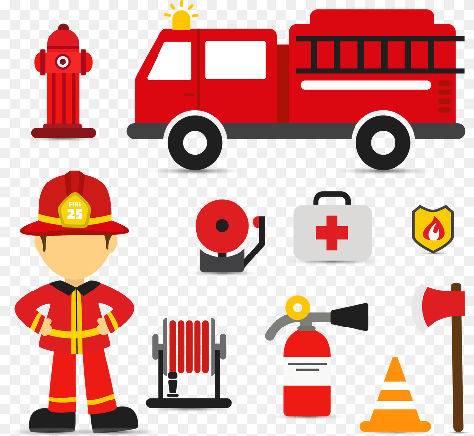Firefighter Fire Engine Euclidean Vector Fire Truck Svg, Baby, Person, Machine, Wheel Png Image