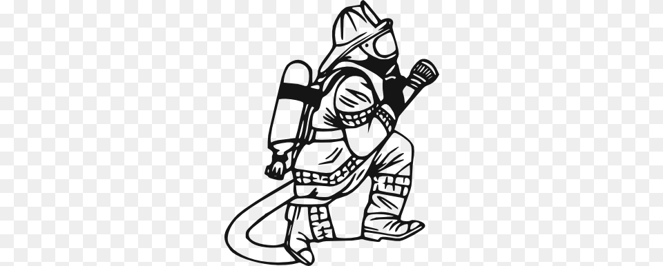 Firefighter Holding Hose, Person Free Png