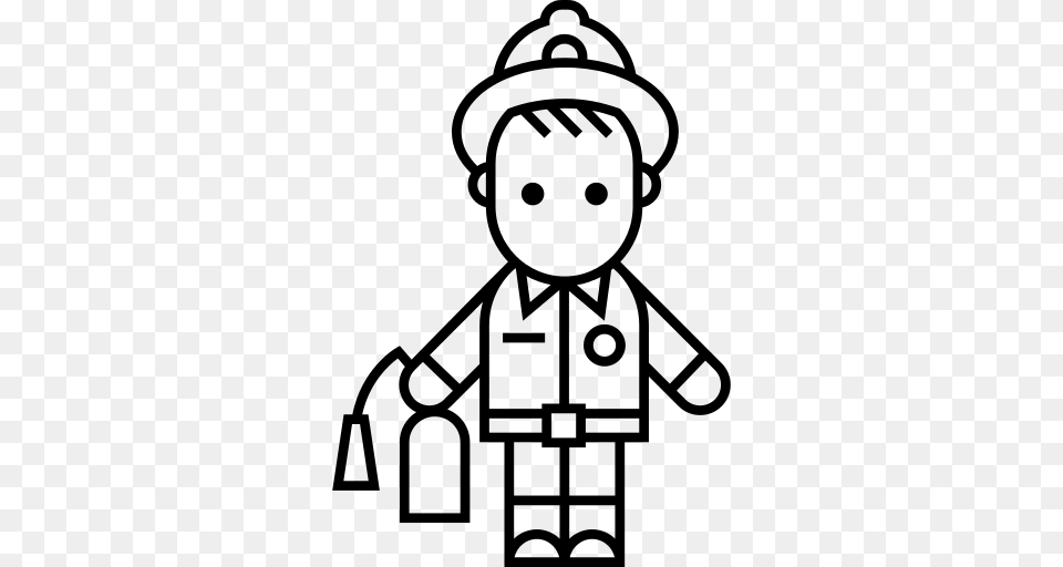 Firefighter Icon, Gray Free Transparent Png