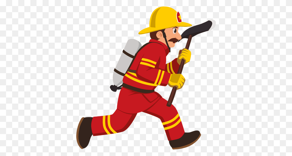 Firefighter Running With Axe, People, Person, Baby, Helmet Free Png