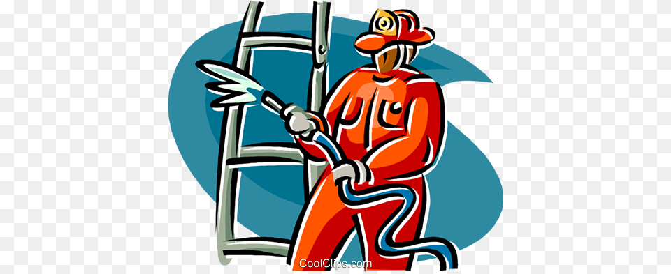 Firefighter With Ladder And Hose Royalty Vector Clip Art, People, Person, Baby Free Transparent Png