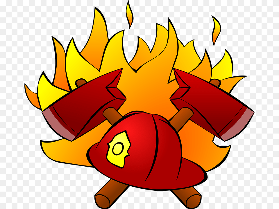 Firefighters Axe Emblem Fire Hat Symbol Flames Cartoon Firefighter Hat, Flame Png