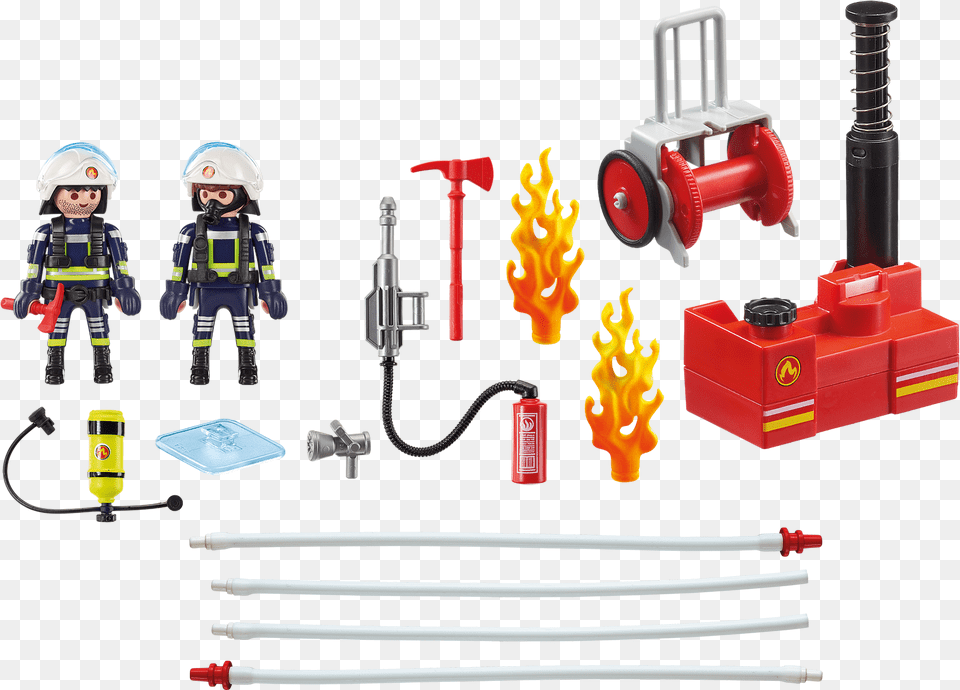 Firefighters With Water Pump 9468 Playmobil City Action Fire, Helmet, Baby, Person, Toy Free Png Download