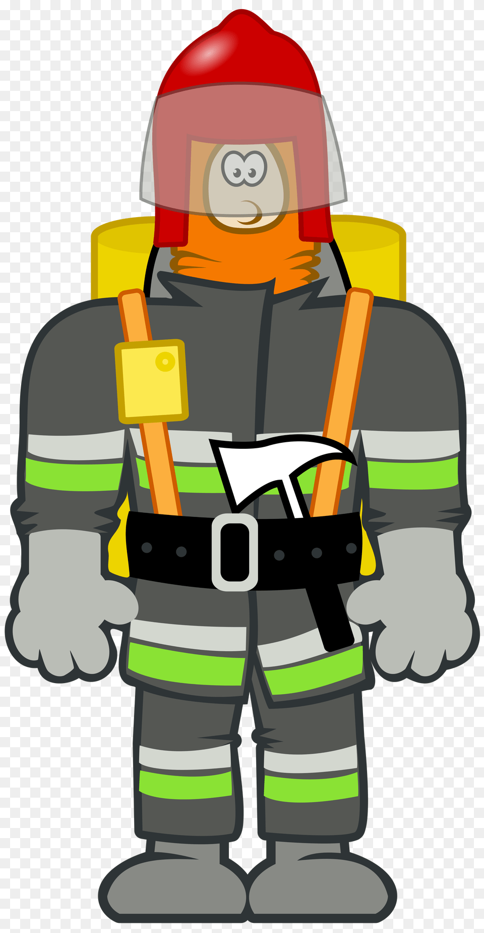 Fireman Dressed For Action, Hardhat, Helmet, Clothing, Accessories Png Image