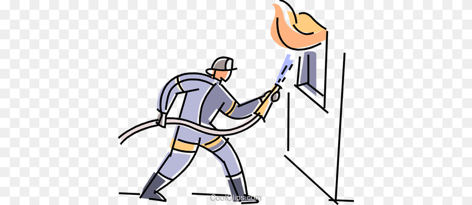 Fireman Fighting A Fire Royalty Vector Clip Art Illustration, Light, Cleaning, Person, Torch Free Png Download