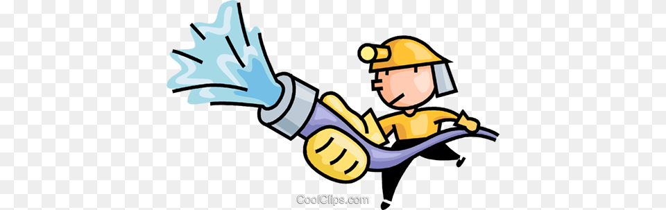 Fireman Fighting A Fire Royalty Vector Clip Art Illustration, Cleaning, Person, Helmet, Hardhat Png