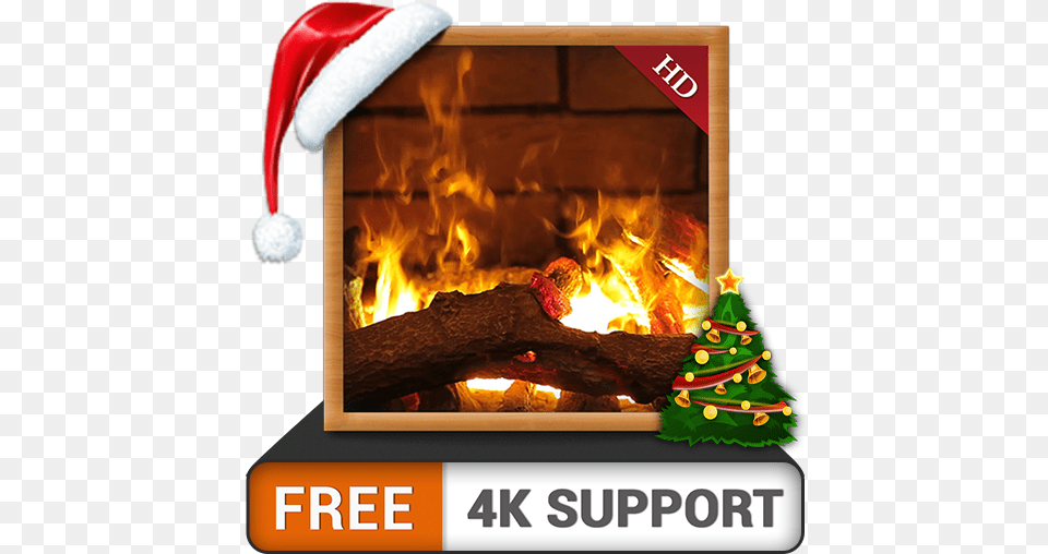 Fireplace Ambiance Hd Christmas Hat Icon, Indoors, Hearth Free Png Download