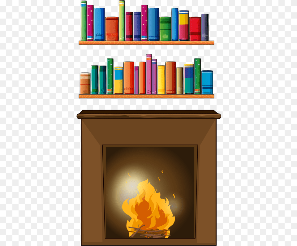 Fireplace And Books Reading Library Clip Art, Indoors, Hearth, Furniture, Book Free Transparent Png