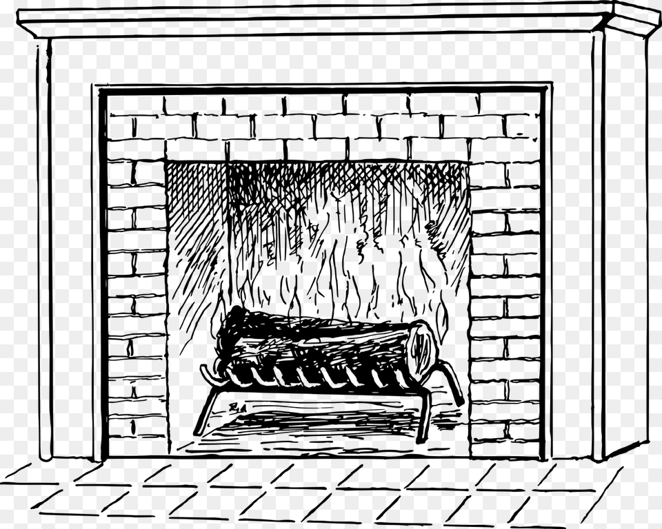 Fireplace Clipart Black And White, Gray Free Transparent Png