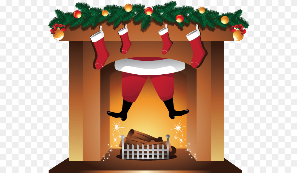 Fireplace Santa In The Fireplace, Indoors, Christmas, Christmas Decorations, Festival Free Png