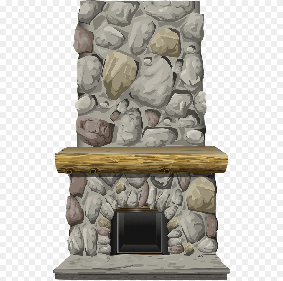 Fireplace Stone Mantel Heat Warmth Rustic Heating Stone Fireplace Clipart, Indoors, Hearth, Wall, Pebble Png