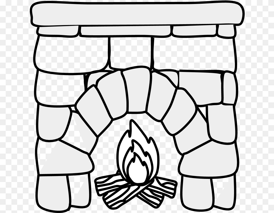 Fireplace U2013 Clipartshare Fireplace Black And White, Indoors, Arch, Architecture, Stencil Free Png