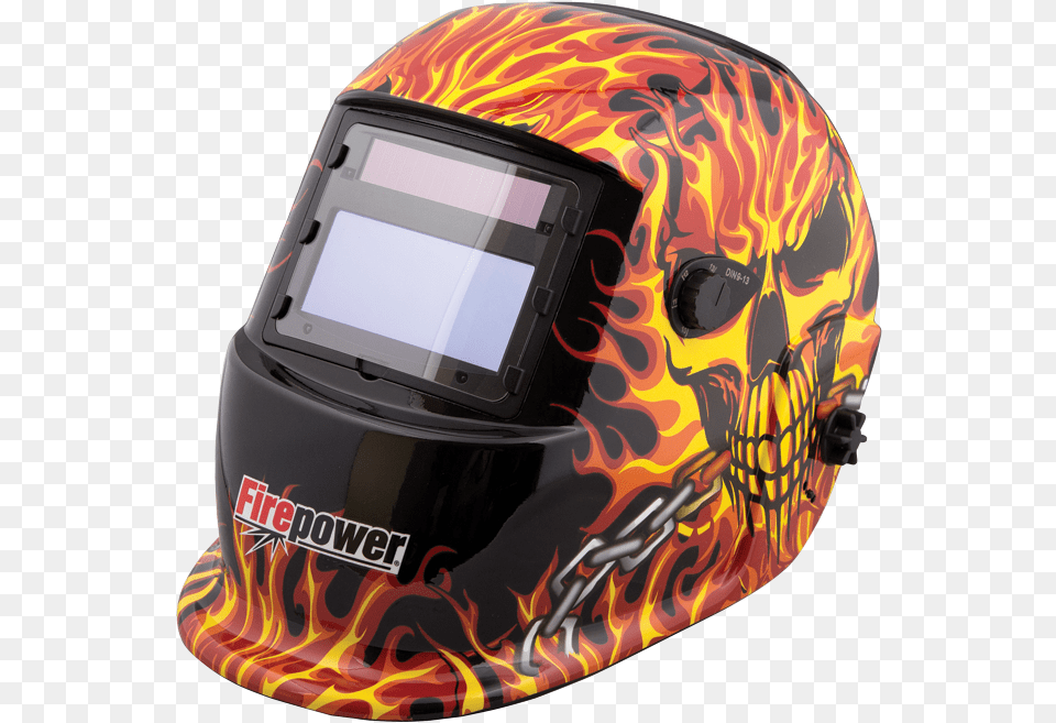 Firepower Skull Amp Fire Auto Darkening Welding Helmet Firepower Auto Darkening Welding Helmet Skull And Fire, Crash Helmet, Adult, Male, Man Free Png Download