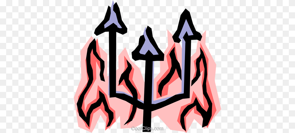 Fires Of Hell Royalty Vector Clip Art Illustration, Weapon, Trident Free Png Download