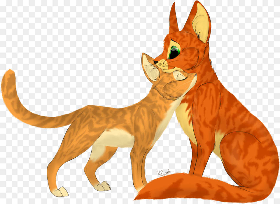 Firestar And Sandstorm New By Kzcat Cat Warriors Sandstorm And Fireheart, Animal, Person, Mammal Free Png