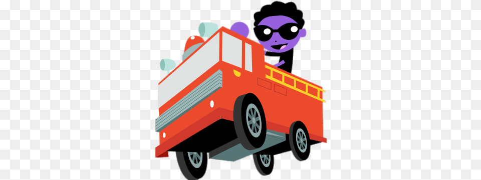 Firetruck Kart Stickpng Cartoon, Baby, Vehicle, Transportation, Person Free Transparent Png