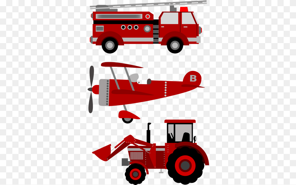 Firetruck Plane Tractor Airplane Transparent Images Clip Art Fire Trucks, Transportation, Vehicle, Truck, Fire Truck Png Image