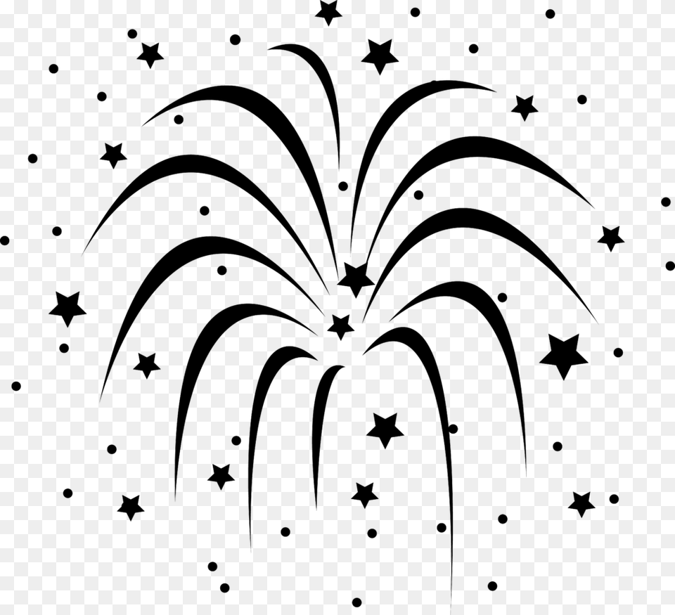 Firework Clipart Ycoggmdce Fireworks Black And White Black And White Fireworks Clipart, Gray Free Png Download